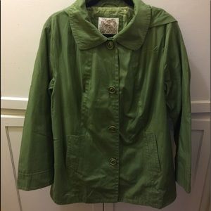 Green jacket with detachable hood